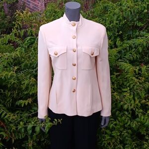 Lauren Ralph Ladies 97% Worsted Wool Cream Color Gold Button Jacket/Top (USA)